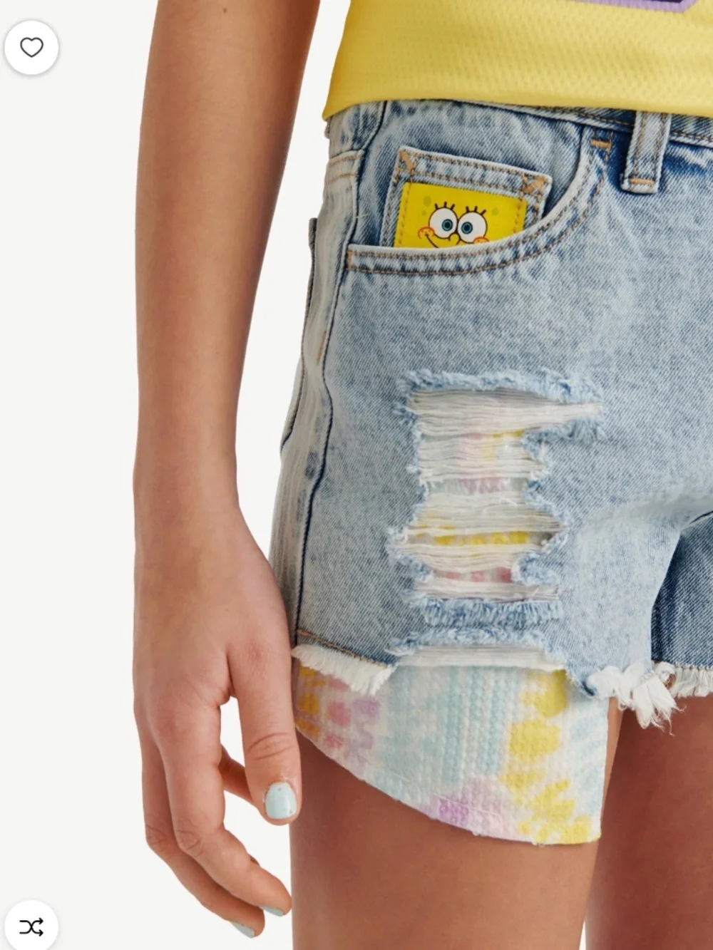 SpongeBob Girls Justice Light Wash Blue Denim Sequin Shorts Size 8 NWT